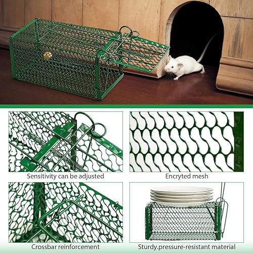 Miniatura 3 de Qualirey 8 piezas trampa para ratas, trampa para ardillas y ardillas plegable, trampa para roedores de tamaño pequeño para animales vivos, voles,