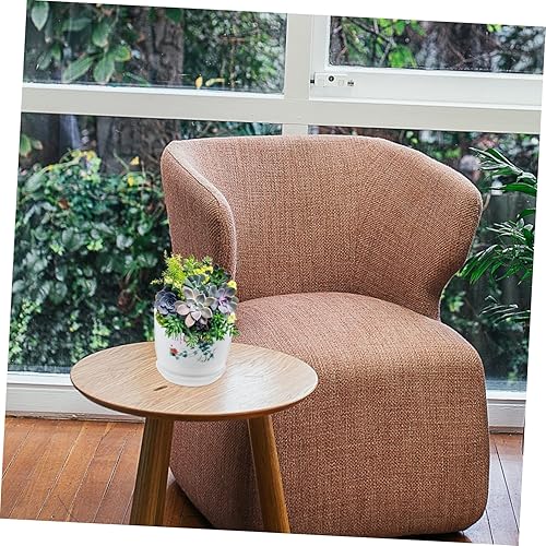 Miniatura 5 de 2 macetas de resina con drenaje duraderas para interiores para guardería, incluye platillo para exceso de agua para sala de estar, cocina, oficina