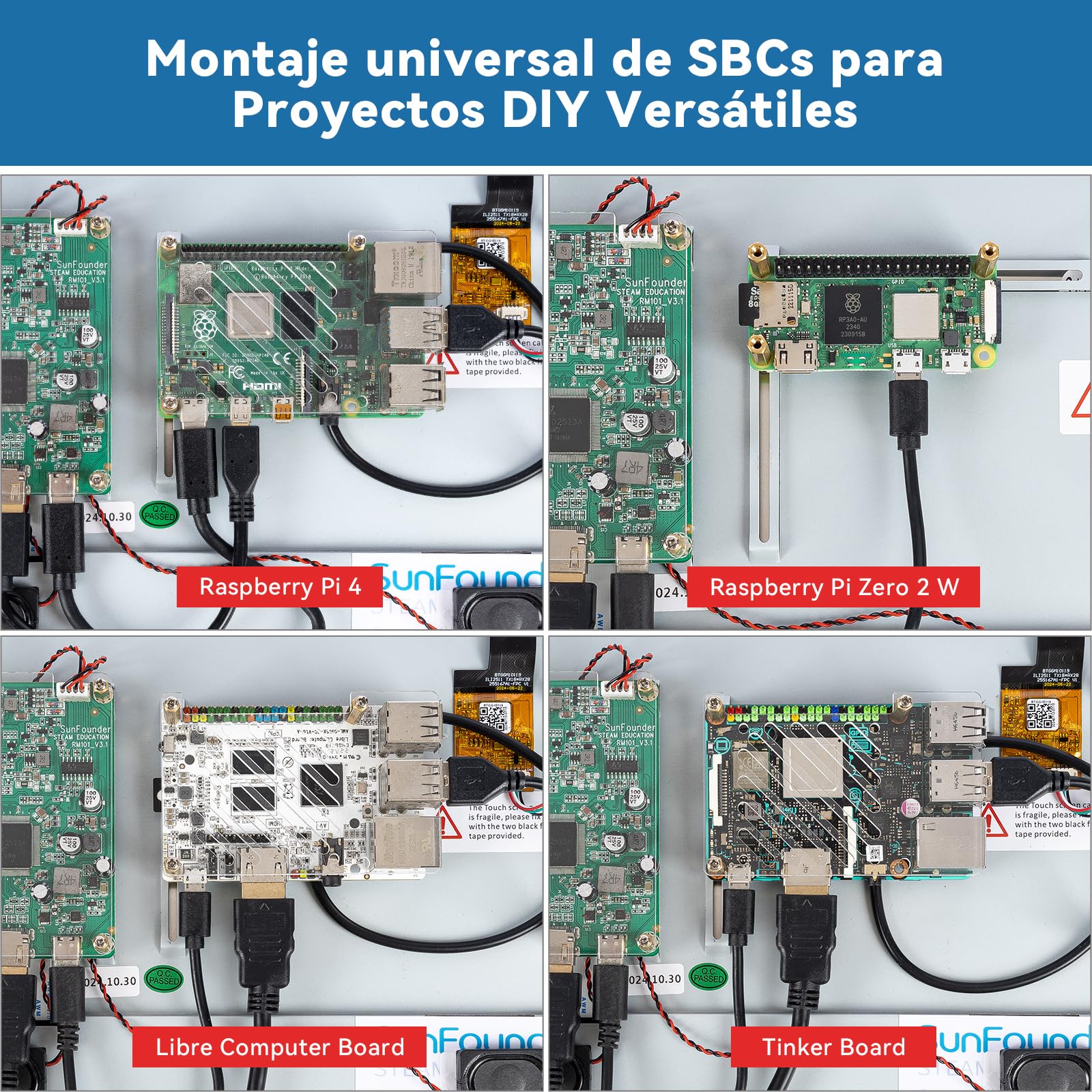 SUNFOUNDER Ultimo 10 pollici DIY Touch Screen All-In-One Solution per Raspberry Pi 5, IPS HD 1280x800 LCD, Built-In 5.1V/5A Output, HDMI, 10 punti, Nessun Driver, altoparlanti, per RPi 5/4/3/Zero 2W