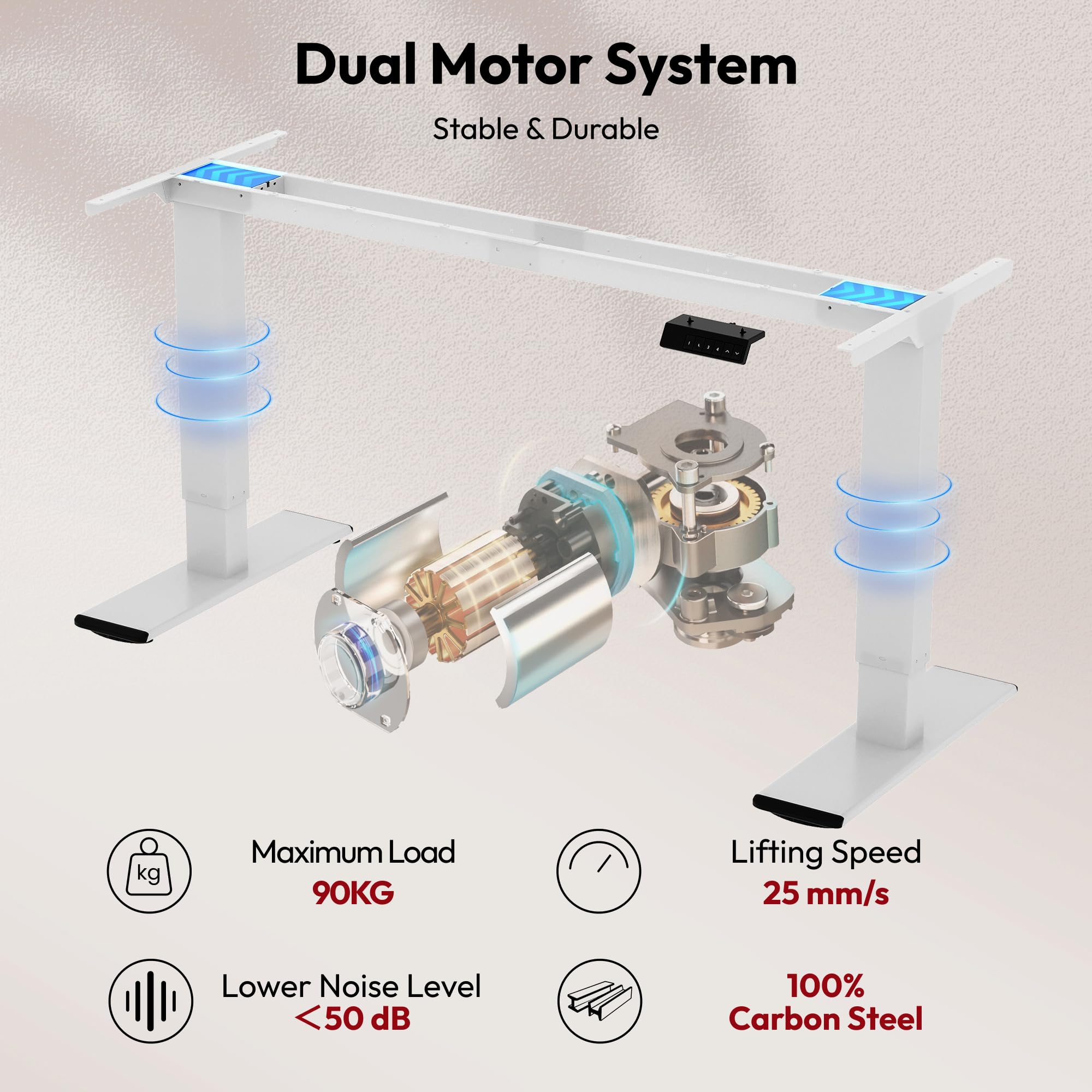 SANODESK Höhenverstellbarer Schreibtisch 200×80 cm – Elektrischer Sitz-Steh-Tisch mit Dualmotor, Großer Arbeitstisch für Büro & Home Office(weiß+weiß)