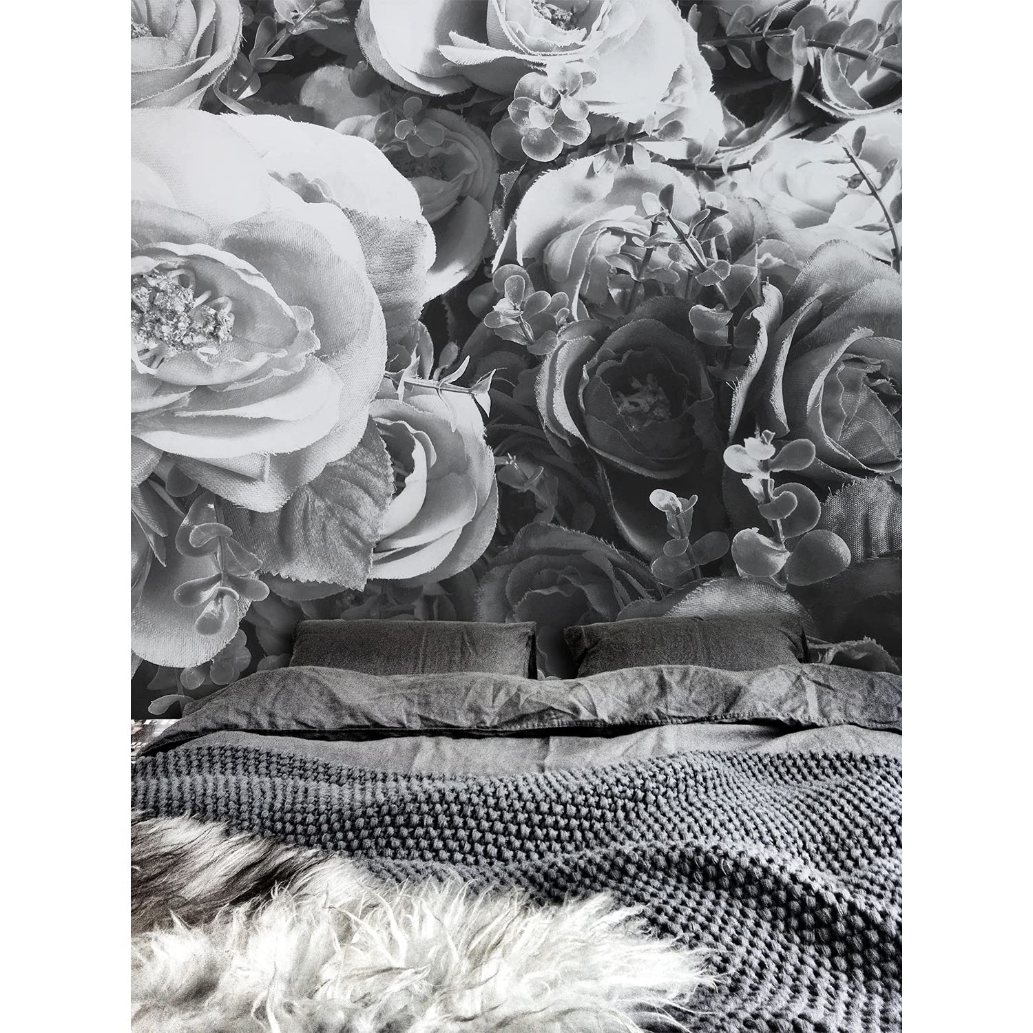 Papier peint intissé haut de gamme Coloray aux motifs de roses rétro pour entoilage de meuble