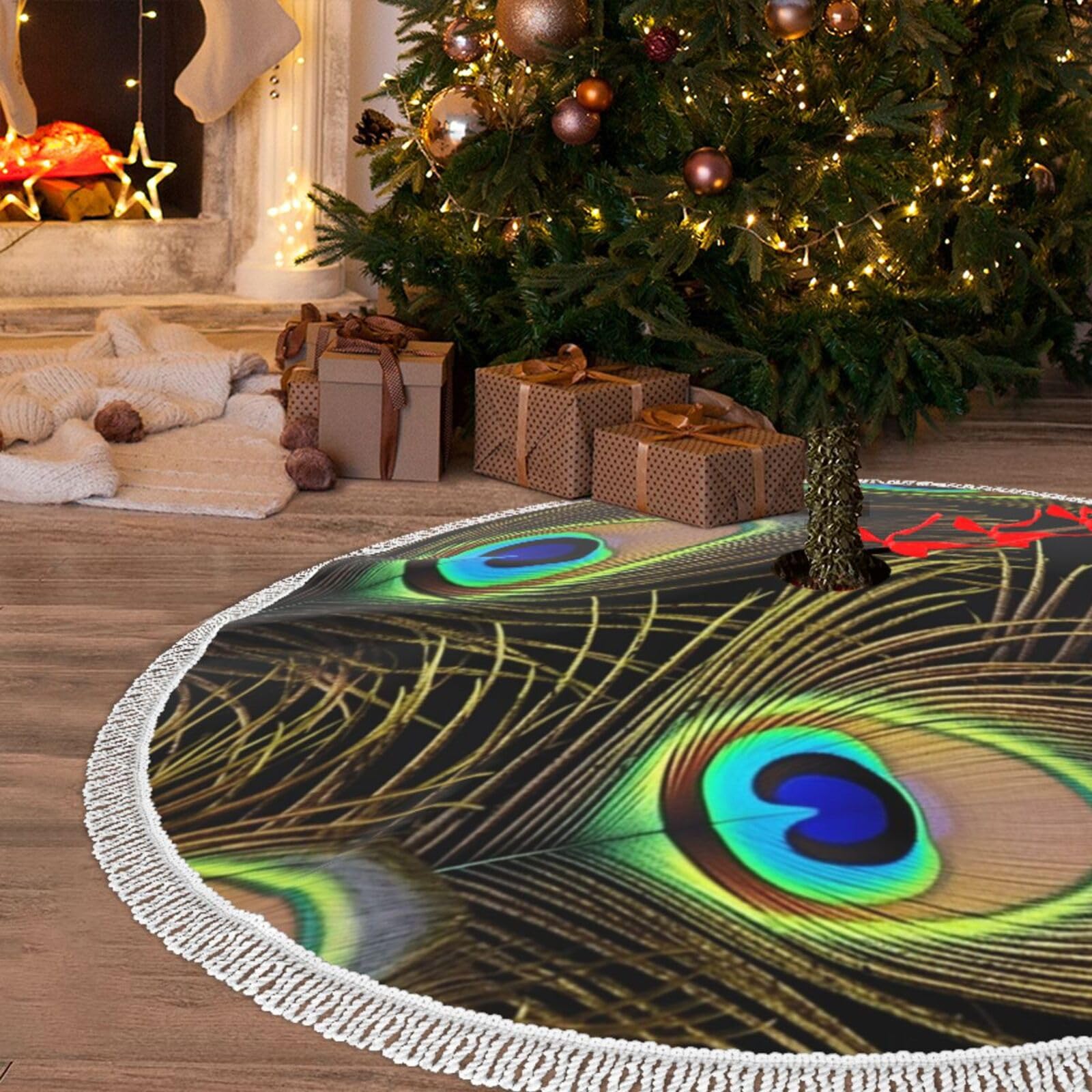 Jupe de sapin de Noël en peluche pour cacher les pieds de l'arbre proprement