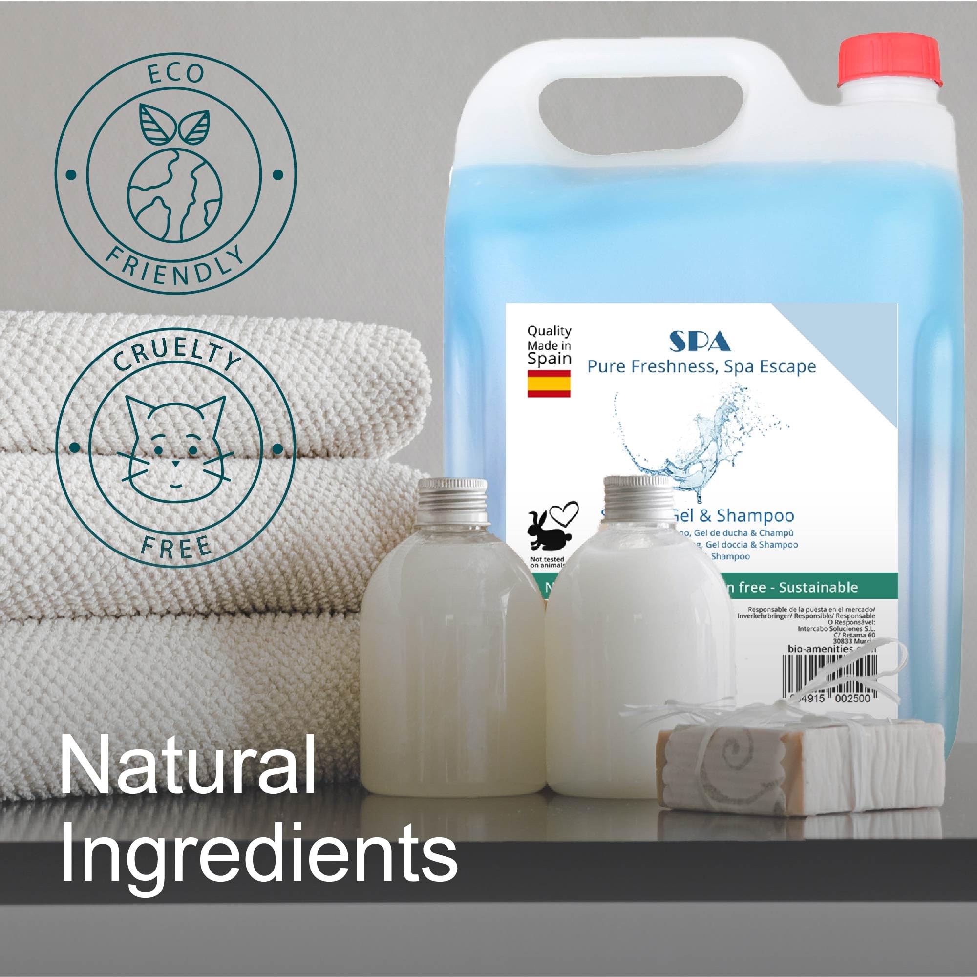 Set 4 x 5 L: 2 x Gel Doccia & Shampoo SPA Pure Freshness + 2 x White Tea Harmony • Formula 2 in 1 Corpo e Capelli • Ricariche Professionali per Dispenser • Freschezza Quotidiana
