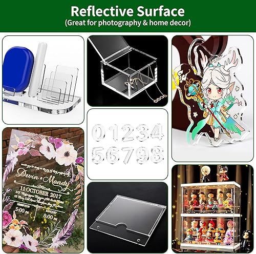 Miniatura 6 de Lesnlok 6 hojas acrílicas de 6 x 6 pulgadas de grosor de 18 de pulgada de grosor, para letreros, manualidades, marco de fotos, proyectos de