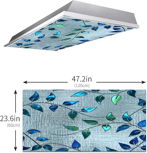 Miniatura 3 de Inserto de cubierta de luz de techo de 4 x 2 pies (hojas retro plateadas de color verde vitral) Cubierta de luz fluorescente que reduce el parpadeo