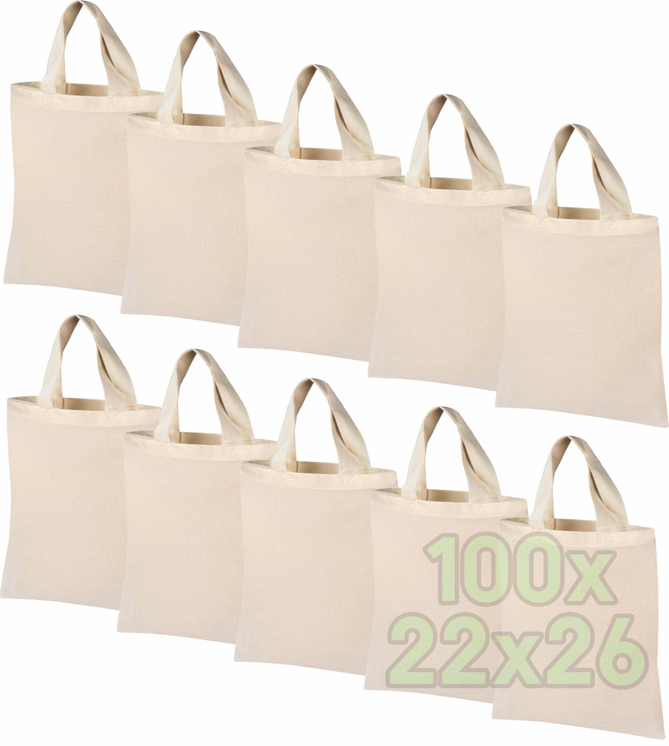 ELES VIDA Borsa in cotone non stampata, due manici lunghi OEKO-TEX®, borsa a mano, borsa di cotone, borsa per la spesa, borsa di juta, borsa in tessuto, 100 Taschen, Minimal
