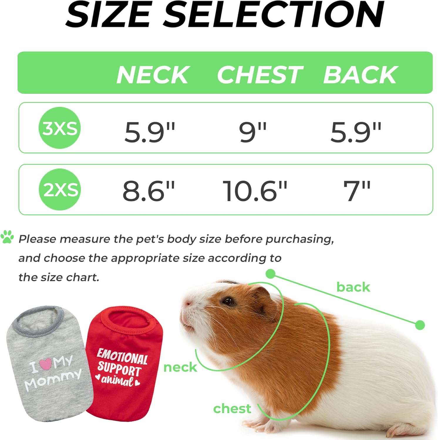 Guinea Pig Clothes (2-Pack), Soft Small Animal Vest T-Shirt image 2