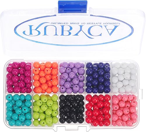RUBYCA Opaco pintado Druk Perlas de vidrio checo para la fabricación de joyas 0.236 in, colores mezclados wcaja del envase