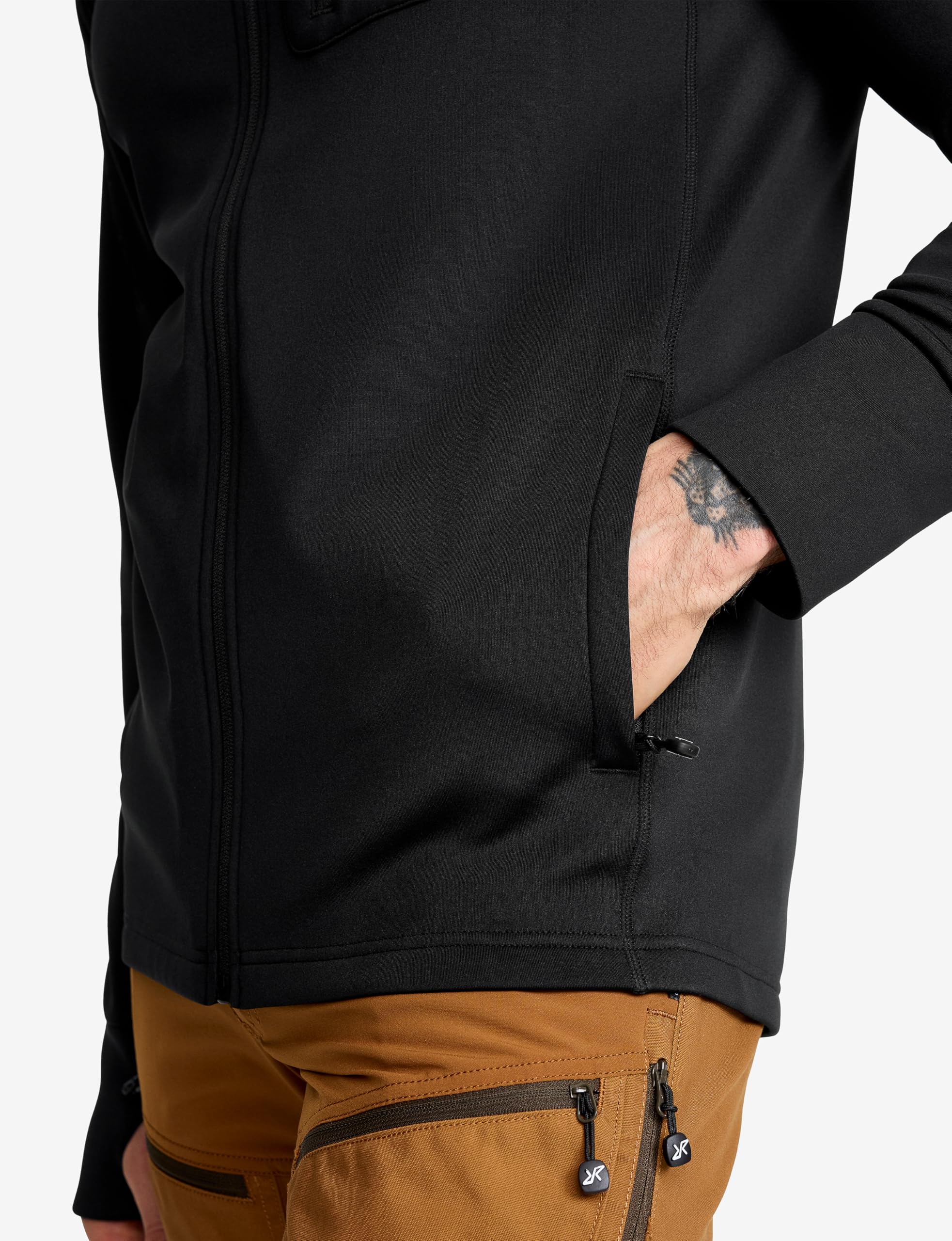 RevolutionRace Evolution Stretch Fleece Hoodie Męska, Bluza z kapturem na zamek do wędrówek i aktywności na świeżym powietrzu