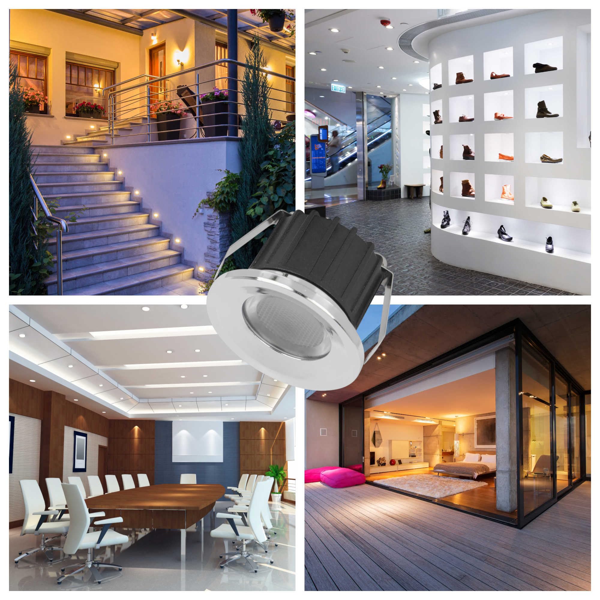 SIGMALED LIGHTING, Mini-LED-Einbaustrahler 3W, Spritzwassergeschützt für den Außenbereich, dimmbar, Warmweiß 3000K, 300 Lumen, IP54 Runde Einbauspot, 220V / 230V AC, 2er-Pack (1 Box mit 2 Stuck)