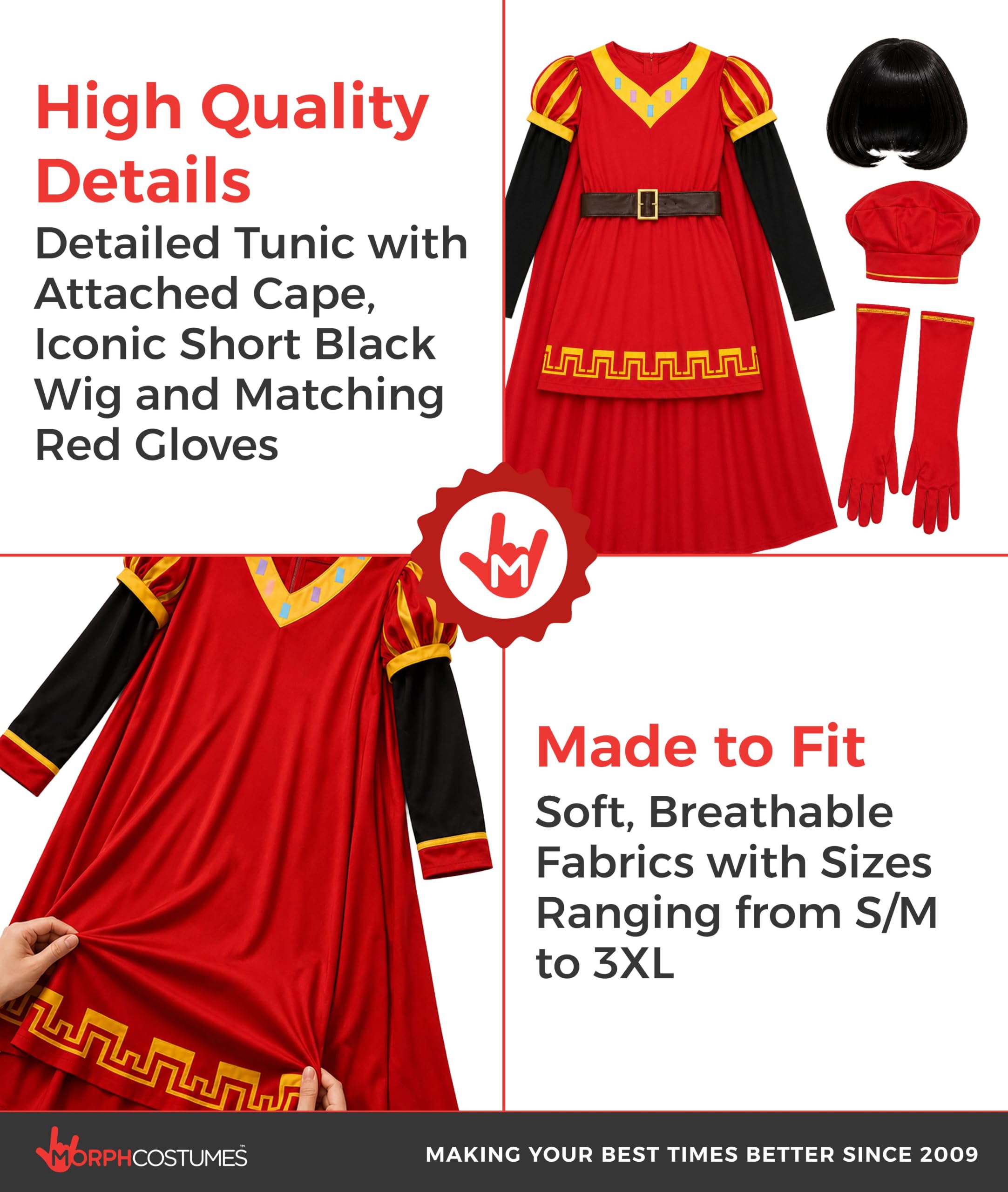 Morph Disfraz Noble Hombre, Disfraz de Fantasia Halloween Hombre | Túnica con Capa, Cinturón, Guantes, Peluca & Sombrero, Look Noble, Perfecto para Halloween, Ideal para Disfrazarse