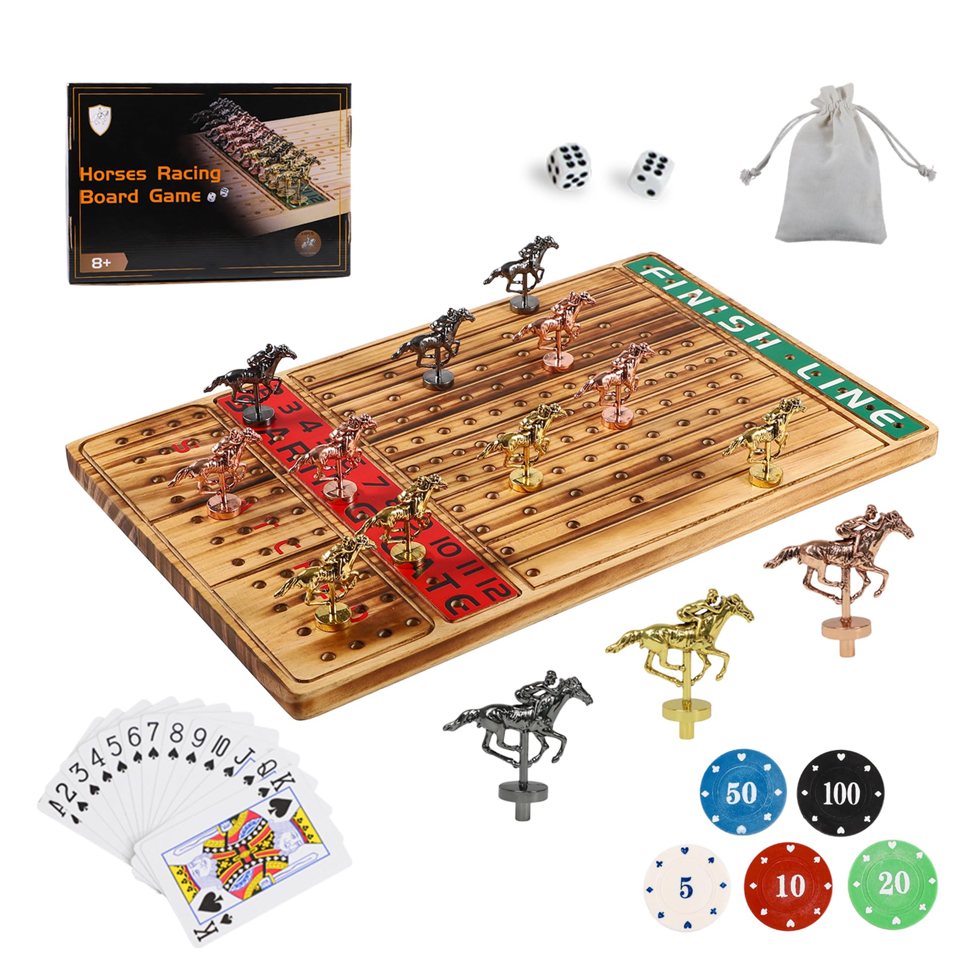 Dreamplay Gifts Horse Racing Game,Luxury Horse Racing Board Game,with 11 Luxury Metal Horses