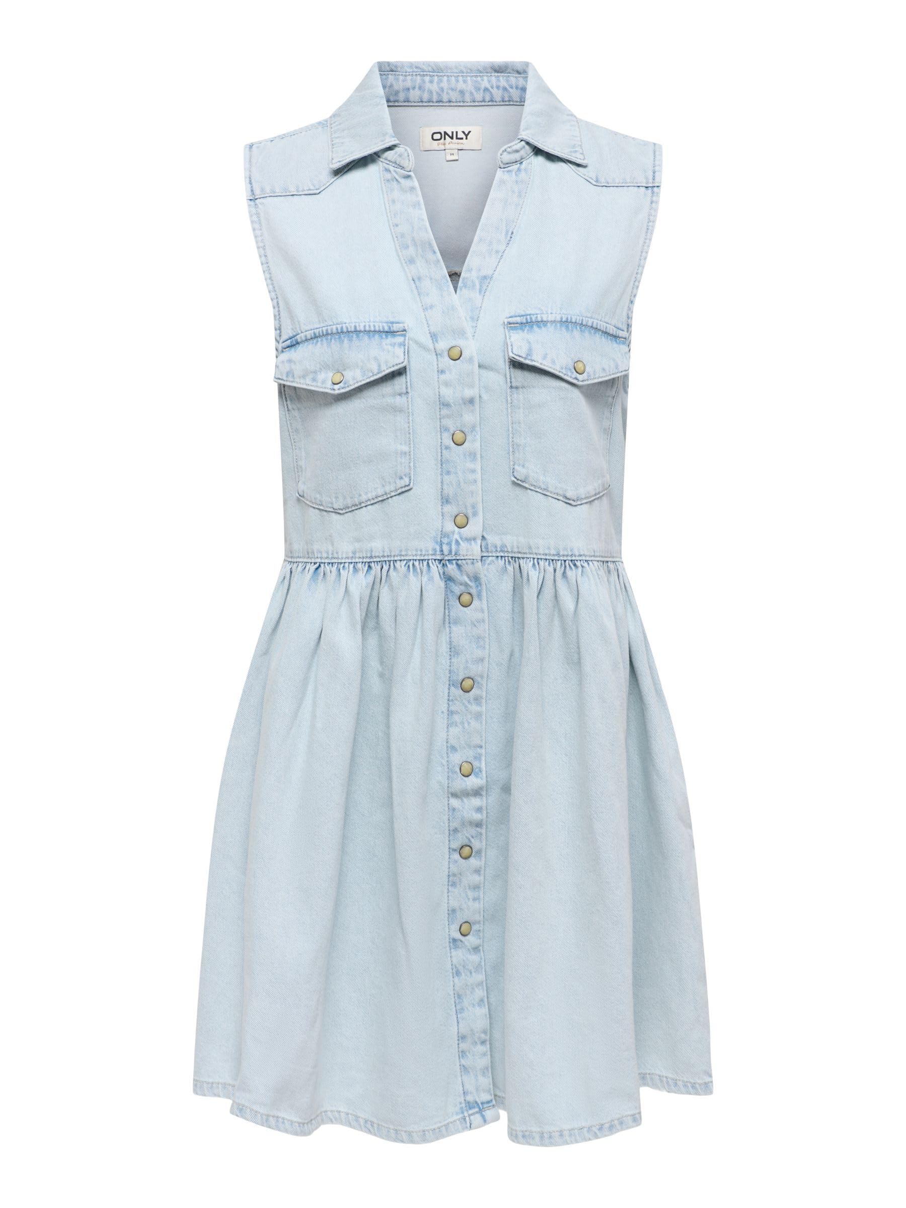 Only Damen Light Blue Denim Jeanskleid Onlcyrus Kurzes Kleid
