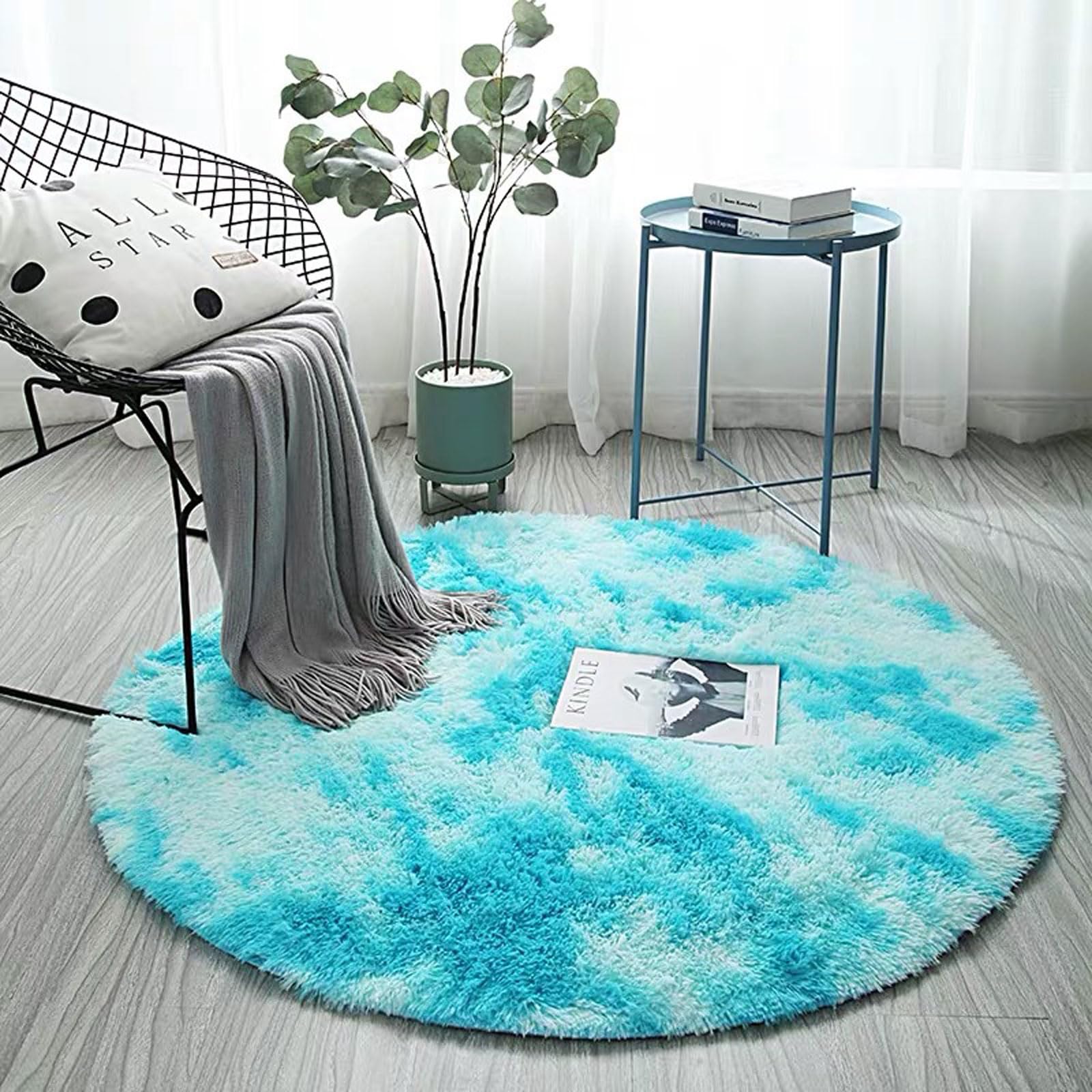 OPFdfhDFH Carpets, Room Decorative Area Rugs Non Shedding Dense Super Soft Fluffy Rug,for Bedroom Living Dining(Blue,100 * 100)