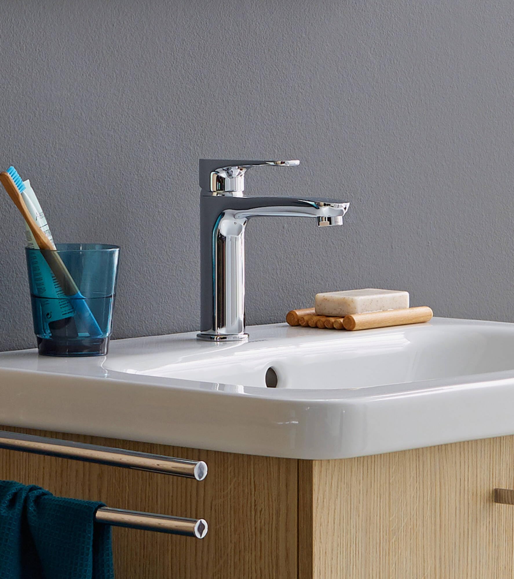 Duravit A.1 armatura umywalkowa, rozmiar M (wysokość wylotu 109 mm), kran łazienkowy, armatura umywalkowa, chrom