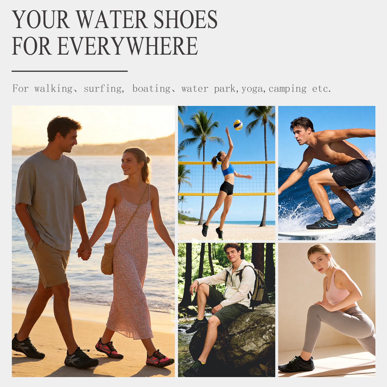 LIZRHA Zapatos de agua para hombre, zapatos de agua para mujer, zapatos de agua para hombre, zapatos de playa para hombre y mujer, zapatos de natación de secado rápido, zapatos acuáticos para piscina,