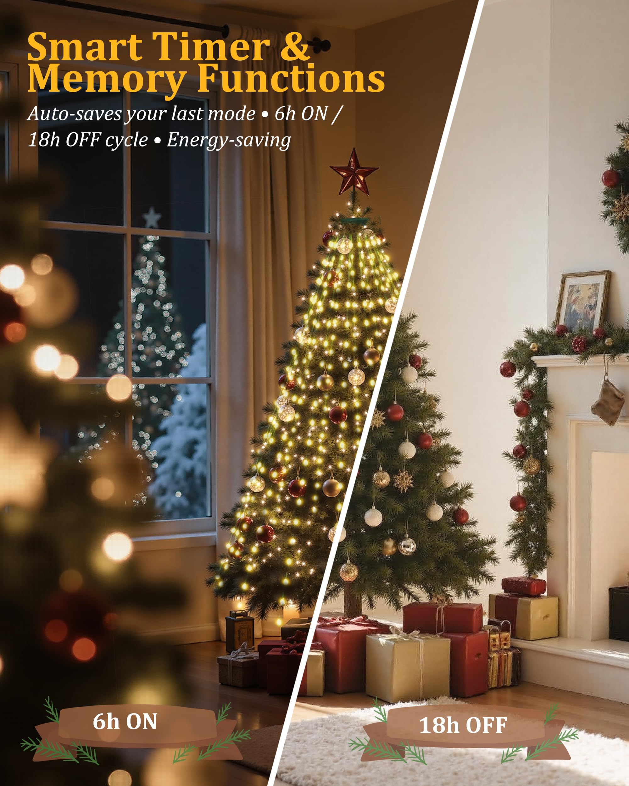 Christmas Tree Lights, 400 LED Christmas Lights with 8 Light Modes & Memory Function - Image 3