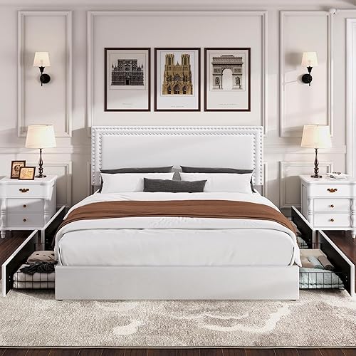 Miniatura 357 de VECELO Base de cama de tamaño matrimonial con cabecera tapizada ajustable, plataforma de listones de madera, diseño sin ruido, fácil montaje Negro