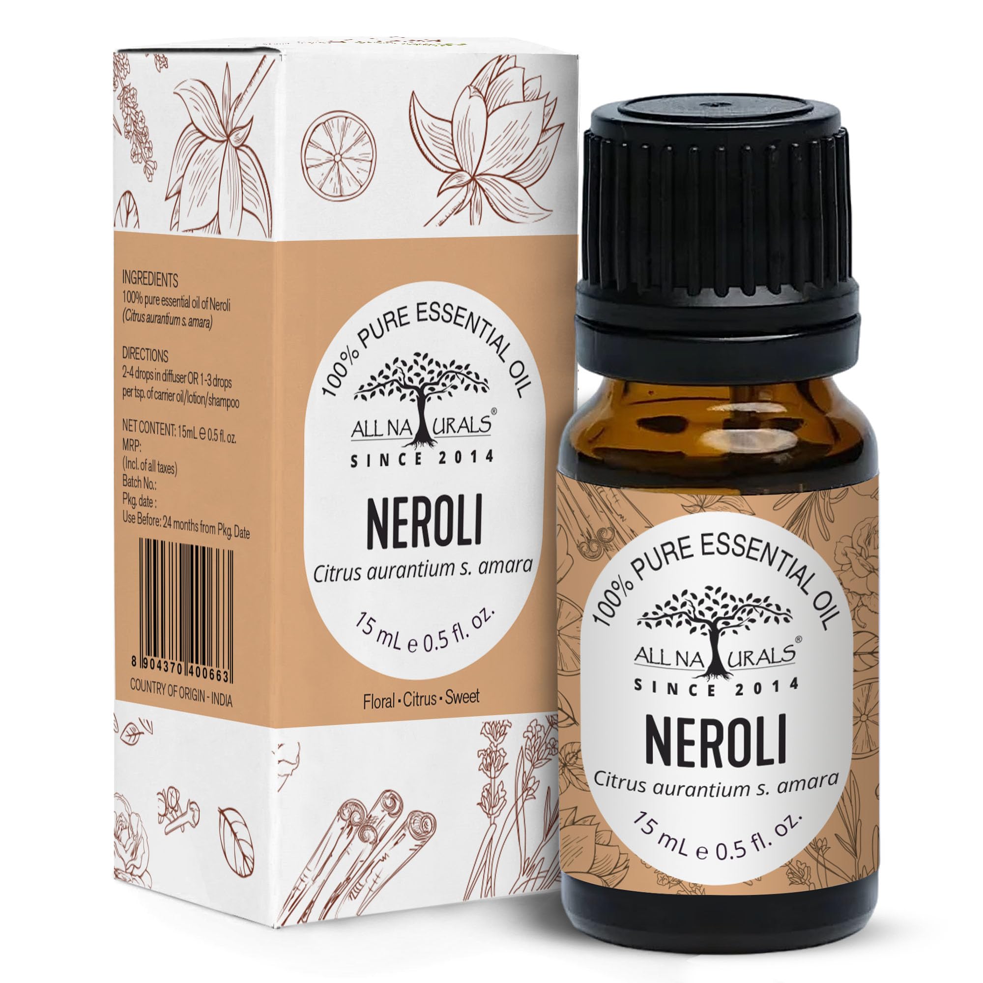All Naturals Neroli Essential Oil 100% Pure for Clear Face