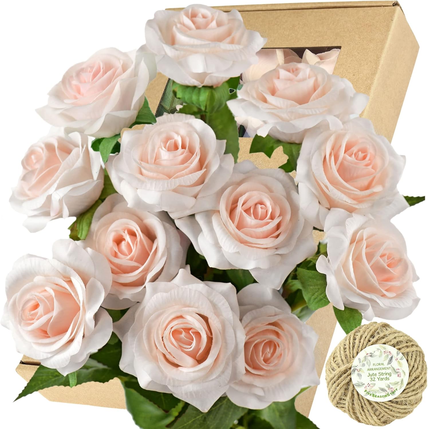 FiveSeasonStuff Fake Roses Wedding Flowers Real Touch Silk