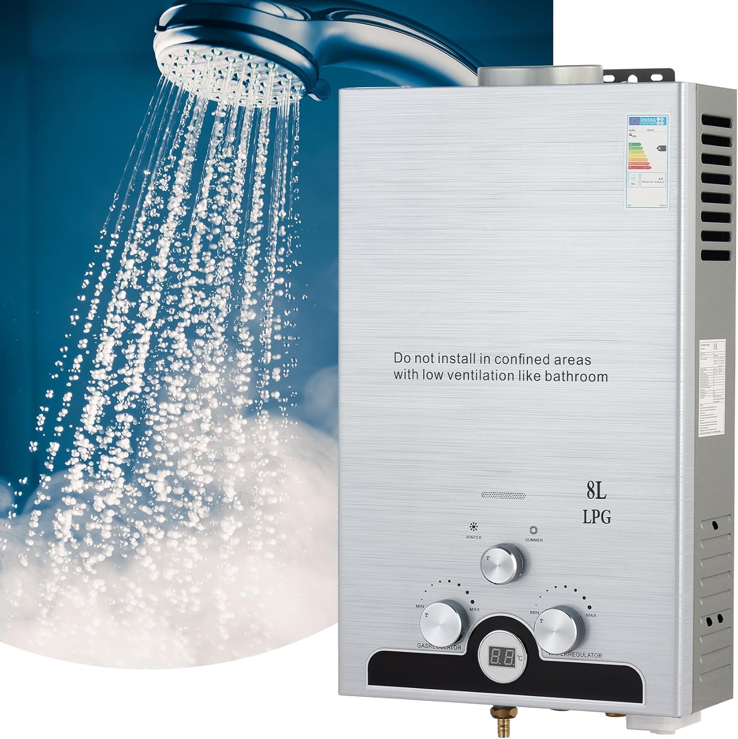 Dimensions of CO-Z 8L LPG Instantaneous Water Heater