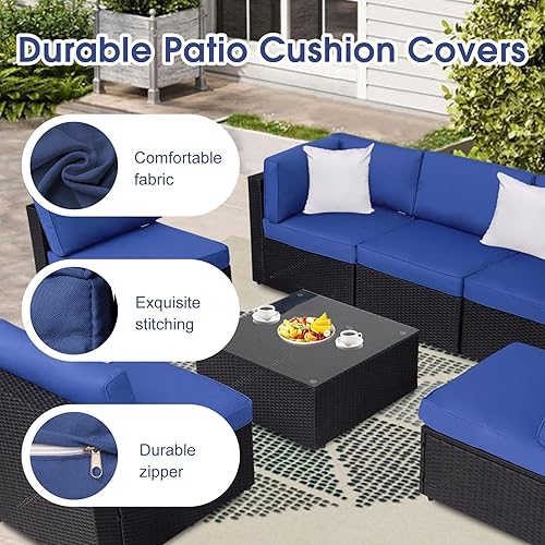 Miniatura 5 de kinbor Fundas de cojín de repuesto para patio, 14 piezas, fundas de cojín para sofá al aire libre con cremallera para muebles de sofá seccional,