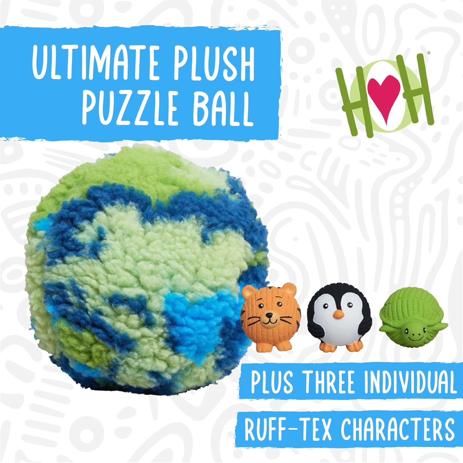 HuggleSnuffles SnuffleSphere Puzzle Ball - Interactive Enrichment Toy for Dogs, Hide and Seek Dog Toy for Ruff-Tex Balls & Treats, Puppy Games to Keep Them Busy, Foraging Plush for Boredom - Large, 8"