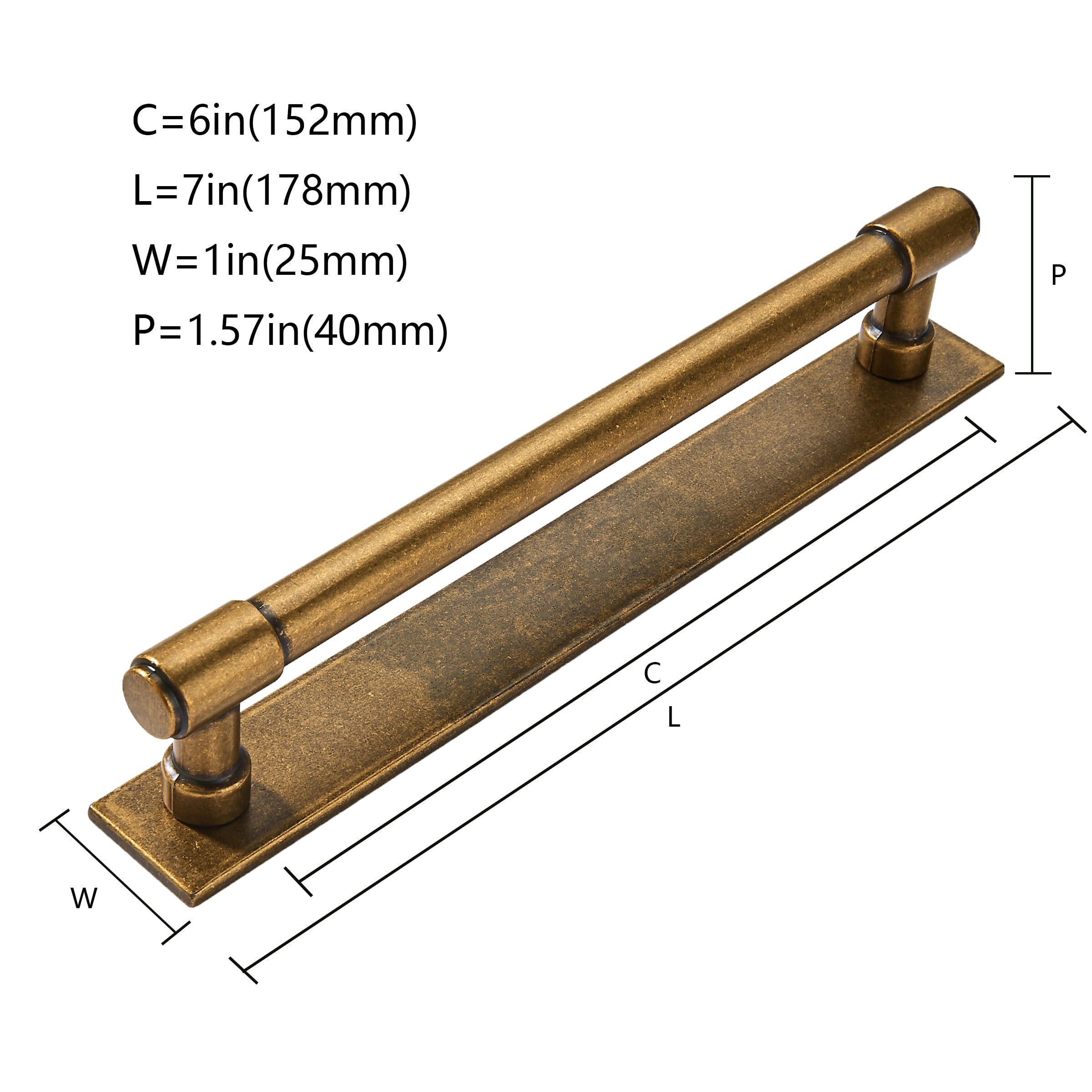 Khtumeware 5 Pack 8 Inch 203 Mm  Center To Center Antique Brass Cabinet Pull Backplate Base Plate Zinc Vintage Kitchen Cabinet Handles Drawer Pulls Cabin - View #9