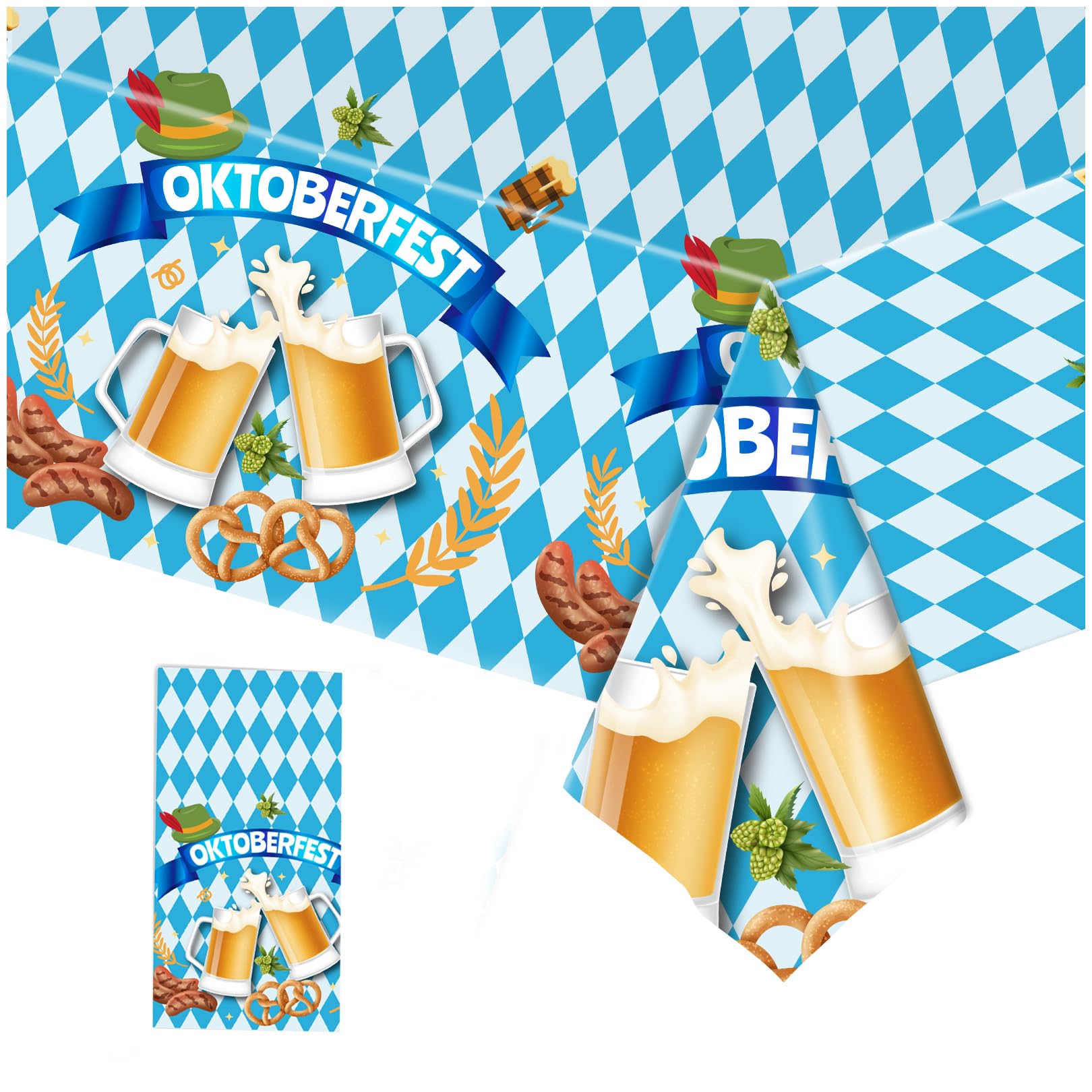Matogle 2 PCS Oktober-fest Bavarese Decorazione dell'Oktober fest per Festa Decorazione della Bavarese Blu Bianco Diamante 275 CM X 130CM