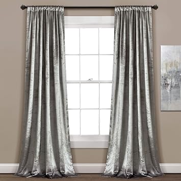 Lush Decor Velvet Dream Curtains | Solid Color Luxury Shimmery Window Curtain Panel Set (Pair), 84 x 40, Silver