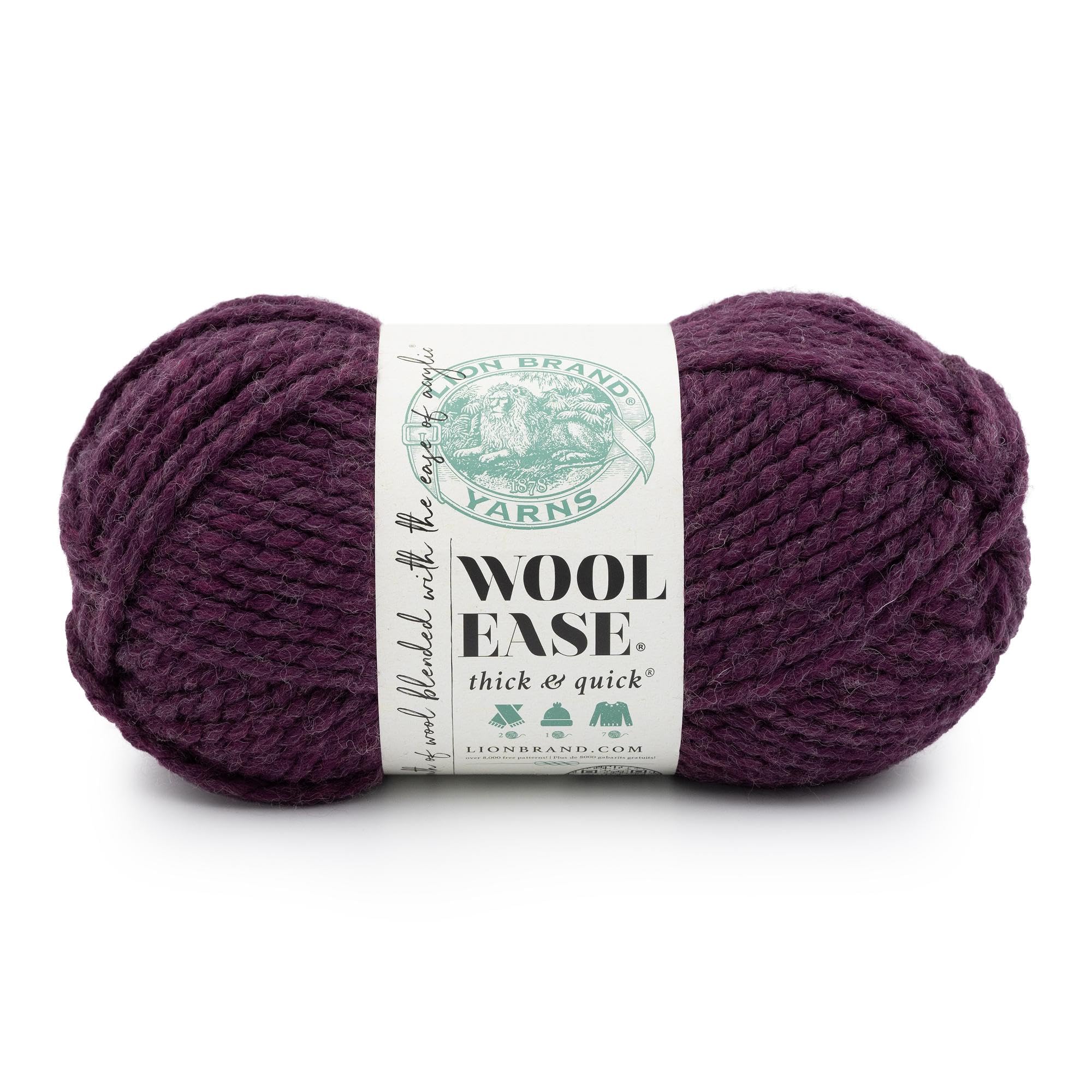 Lion Brand Yarn, Wool-Ease Thick &amp; Quick Yarn, Nocturne, Purple, 1 Pack