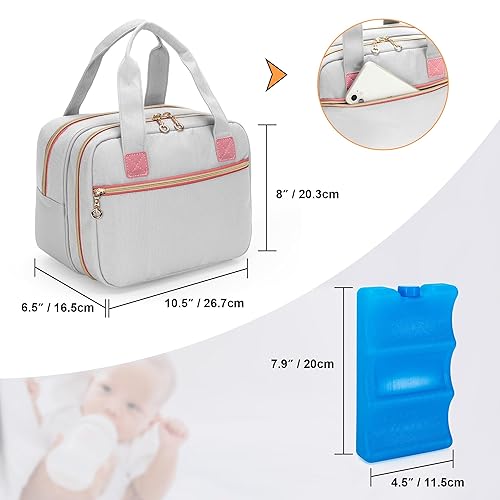 Miniatura 5 de Damero Bolsa de extracción de leche portátil con bolsa de hielo compatible con Elvie, Momcozy y Medela, bolsa de transporte para extractor de leche