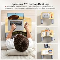 Vista 4 de Escritorio de regazo para adultos con reposabrazos, soporte ergonómico de almohada para computadora portátil para cama, sofá, suelo, mesa grande Gris