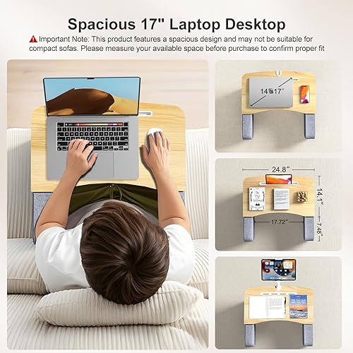 Miniatura 4 de Escritorio de regazo para adultos con reposabrazos, soporte ergonómico de almohada para computadora portátil para cama, sofá, suelo, mesa grande