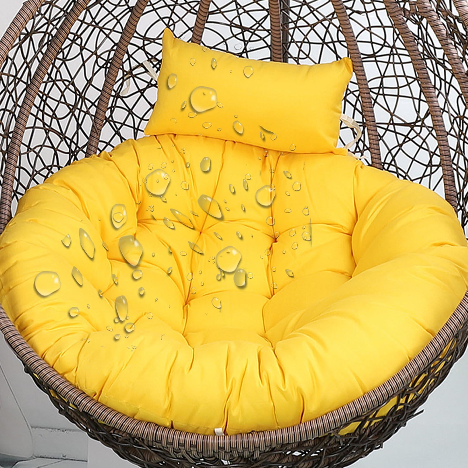 Aocase Washable Hanging Egg Chair Cushion Replacement Extra Thick Soft Seat Pad with Pillow for Swing Basket Chairs, Indoor Outdoor Garden Patio Chair Pads (Cushion Only),NO14,100 * 100cm