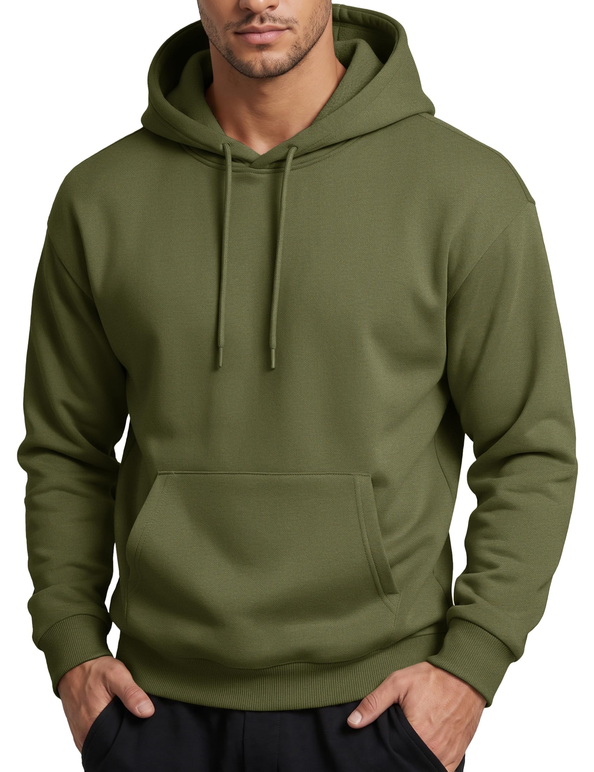 Men's Casual Hoodies Fleece Lined Sweatshirts Drawstring Workout