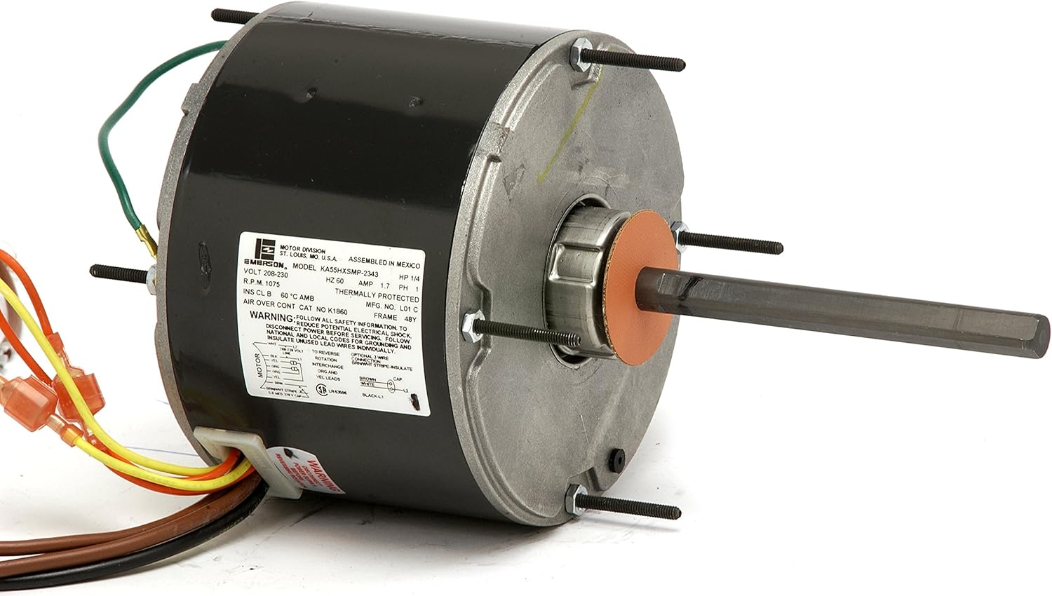 NIDEC MOTOR CORPORATION (Emerson / US Motors) 1860 1/4 HP Condenser Fan, 5.6 Diameter, 1075 RPM, 208