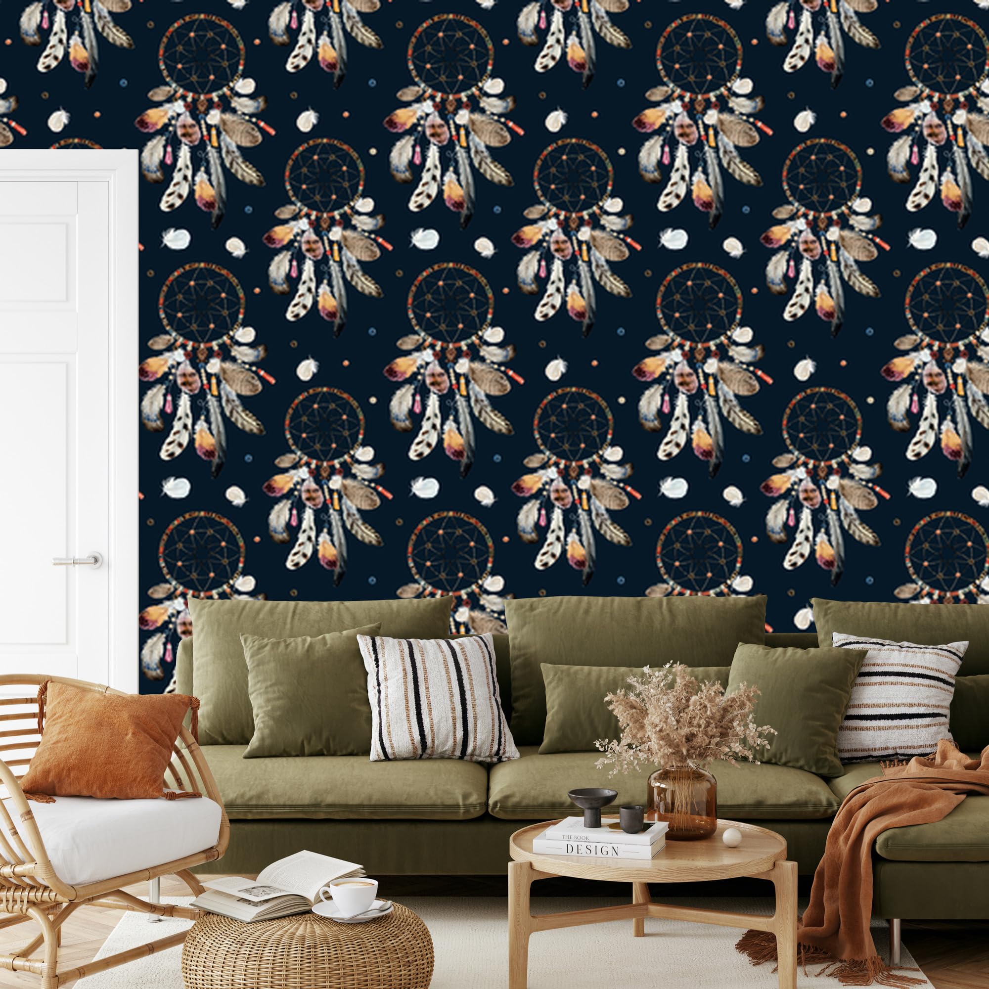 Vliestapete Traumfänger im Boho-Stil 50 x 1000 cm | Ausdrucksstarke Bildgestaltung; Charaktervoller Raumschmuck; Harmonische Akzentfläche; Kleister im Set