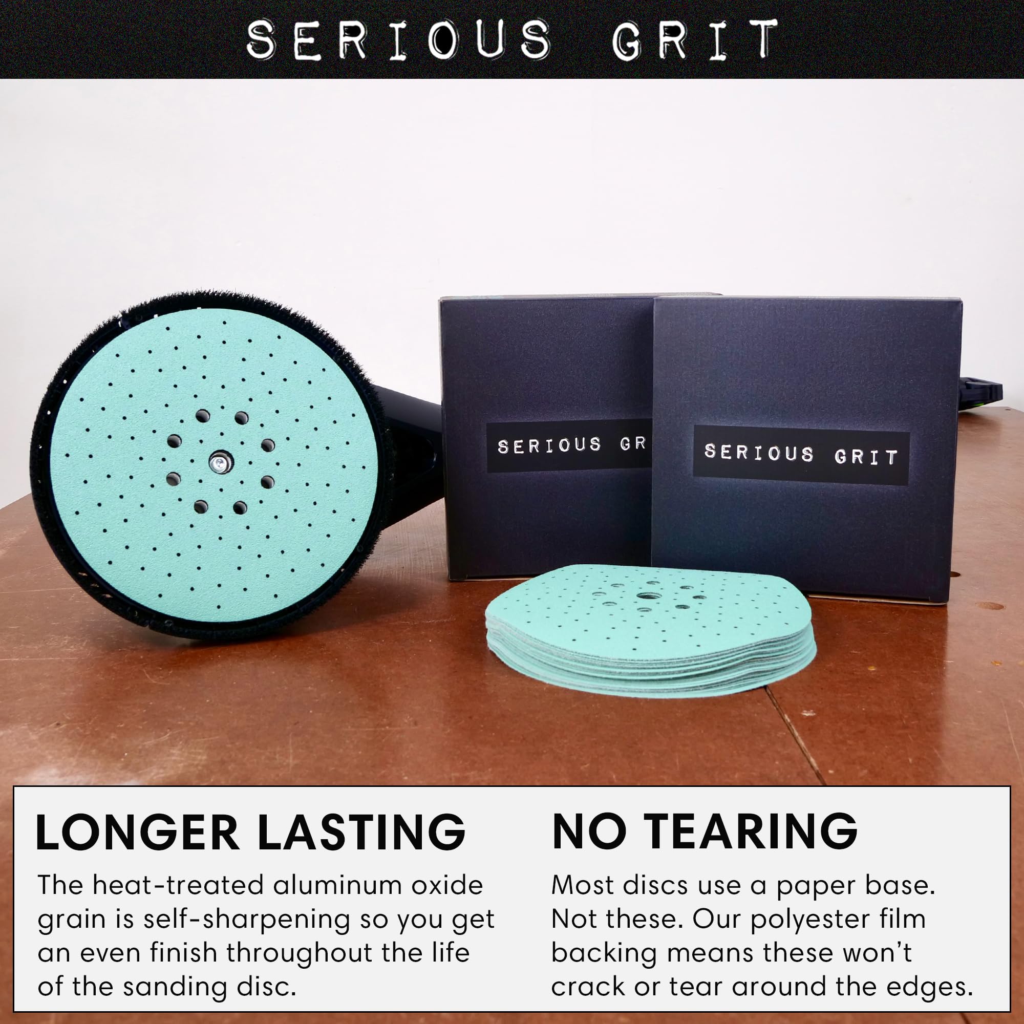 Serious Grit 5-Inch Sanding Discs Assortment - 80-220 Grit - For Orbital Sanders - 50 Pack - View #5