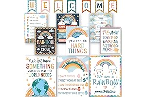 Boho Rainbow Classroom Motivational Posters - 17 Vibrant Growth Mindset Decor Signs