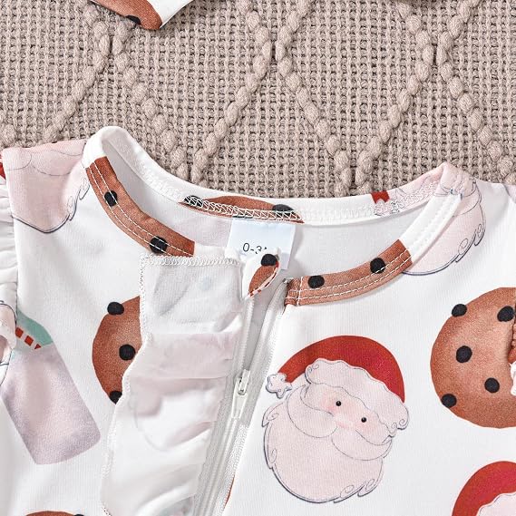 FIOMVA My First Christmas Baby Girl Outfit Fall Newborn Clothes Cute Infant Romper One Piece Jumpsuit Coming Home Outfits