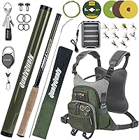 QualyQualy Beginner Tenkara Rod Kit 10.6ft/11.6ft Ultralight Carbon Fiber Fly Rod with Flies Tippet Chest Pack