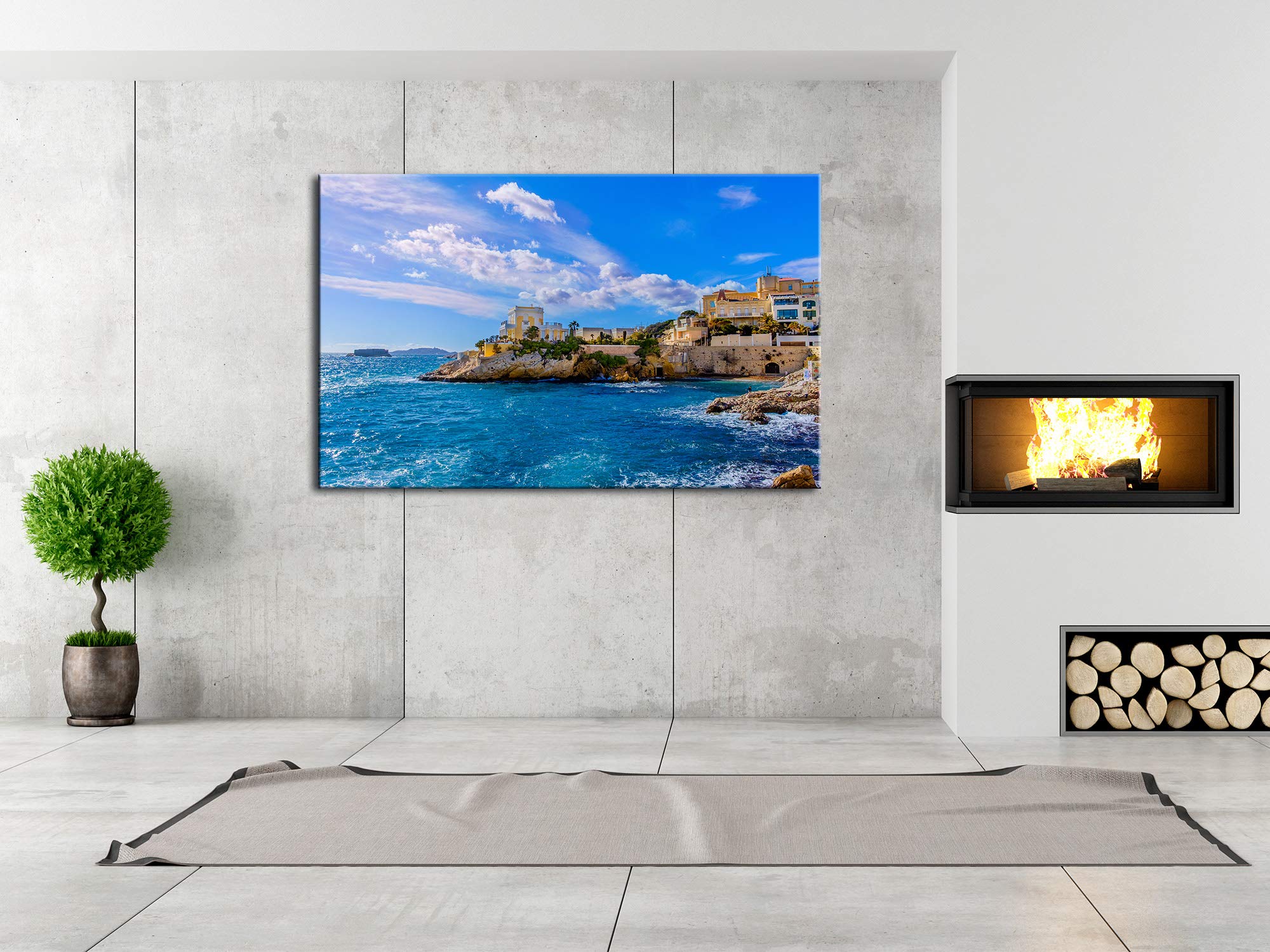 Declina, Quadro Decorativo da Parete per Soggiorno Moderno, Quadro Decorativo da Parete, Paesaggio Baia di Maldorme, 50 x 30 cm, Canvas, 120x80 cm