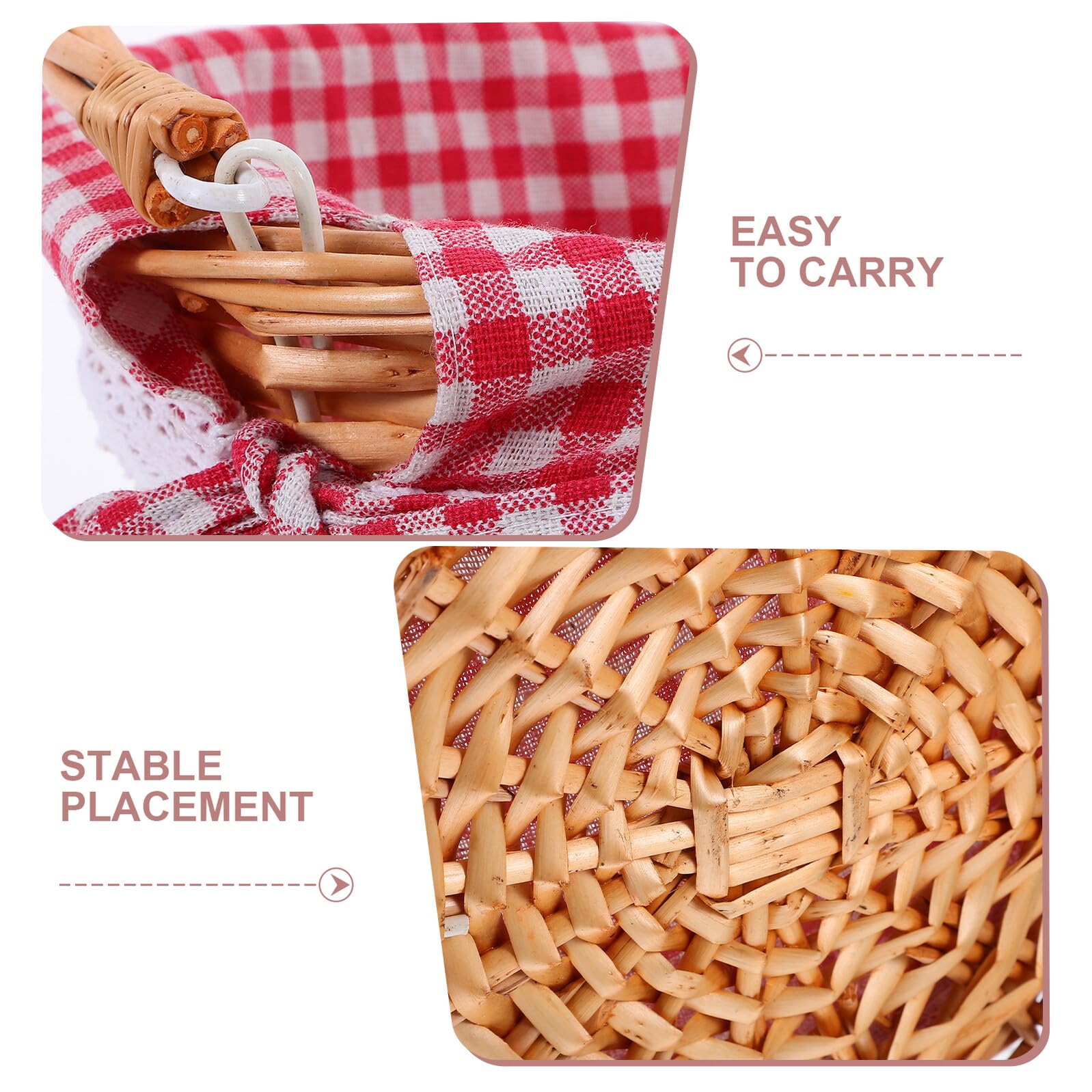 UPKOCH Cesto in Rattan Intrecciato Mano con Manici Portatile per Verdure e Frutta Cestino Piccolo per Picnic Organizzatore Decorativo per Cucina e Eventi all Aperto