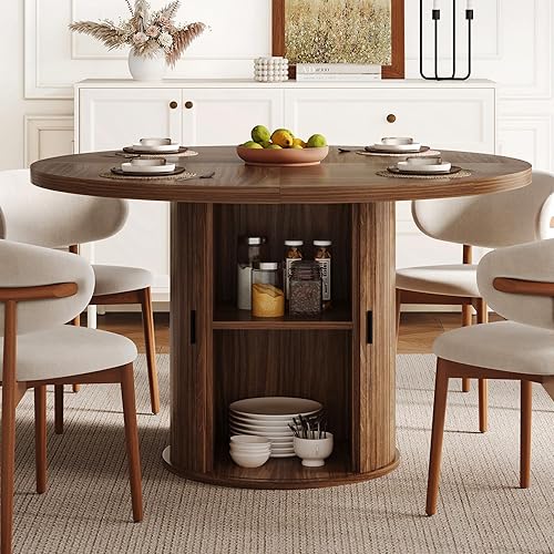 47 inch Round Dining Table for 4-6, Dinner Table with