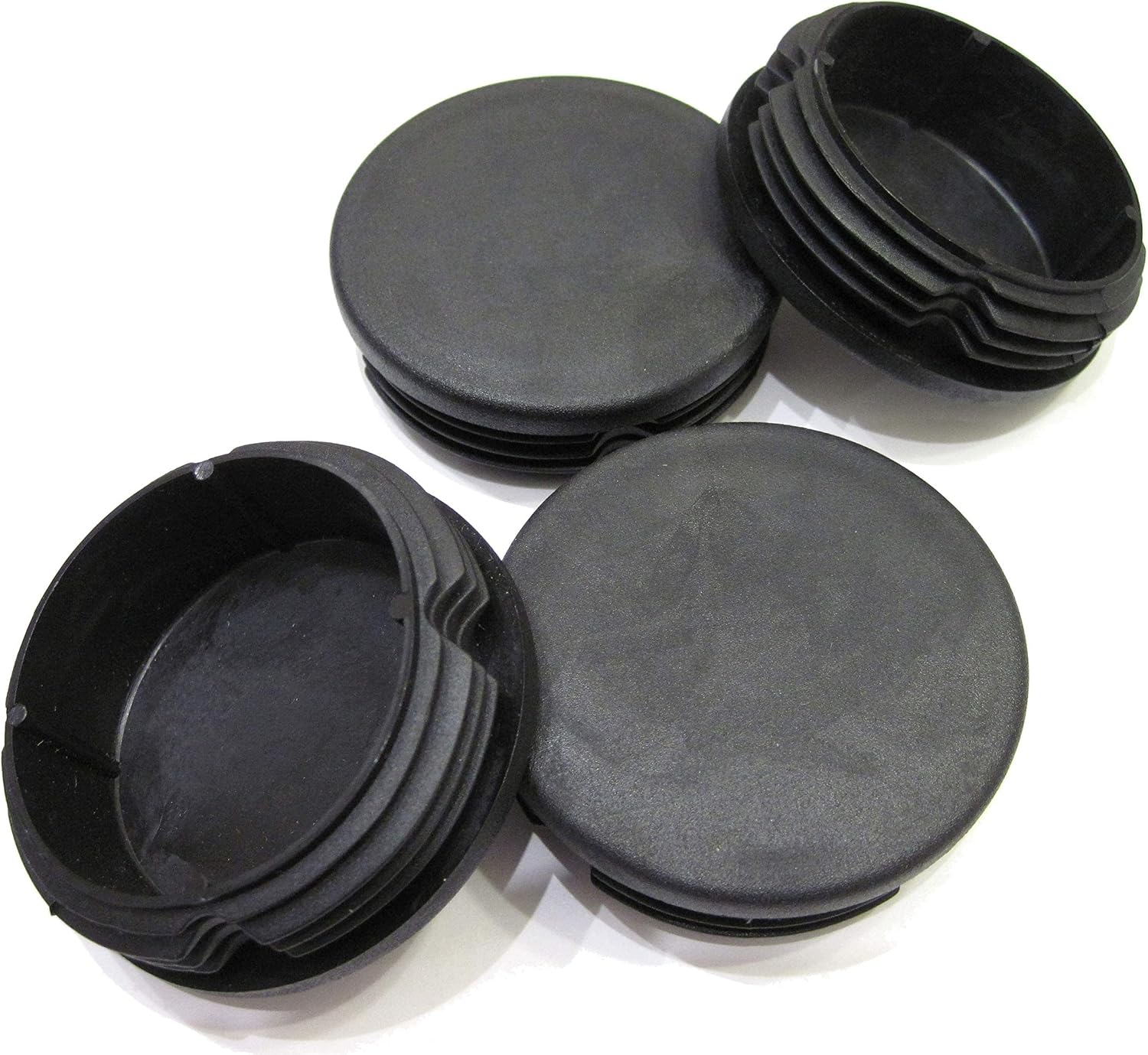 2 3/8 Inch (Approx. 60mm) Round Plastic End Cap (for Hole Size from 2 1/8 to 2 9/32, Including 2 1/4 inches, 54mm - 58mm), Cover for Fence Post, Furniture Finishing Plug (Black, 2)