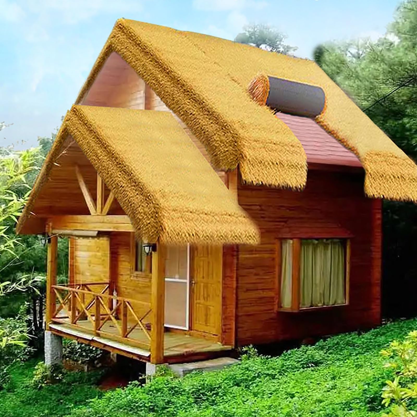 Syntetyczny dach ze sztucznej strzechy, dach ze słomy, syntetyczna strzecha, sztuczna rolka słomy, dach ze sztucznej strzechy, dach ze słomy tiki, do ogrodu, na patio, parasol, ogrodzenie, dekoracja