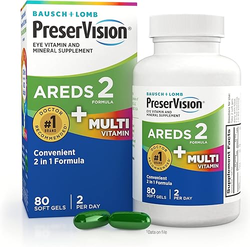 Miniatura 1 de PreserVision Fórmula AREDS 2 + Suplemento vitamínico y mineral multivitamínico 80 unidades de geles suaves