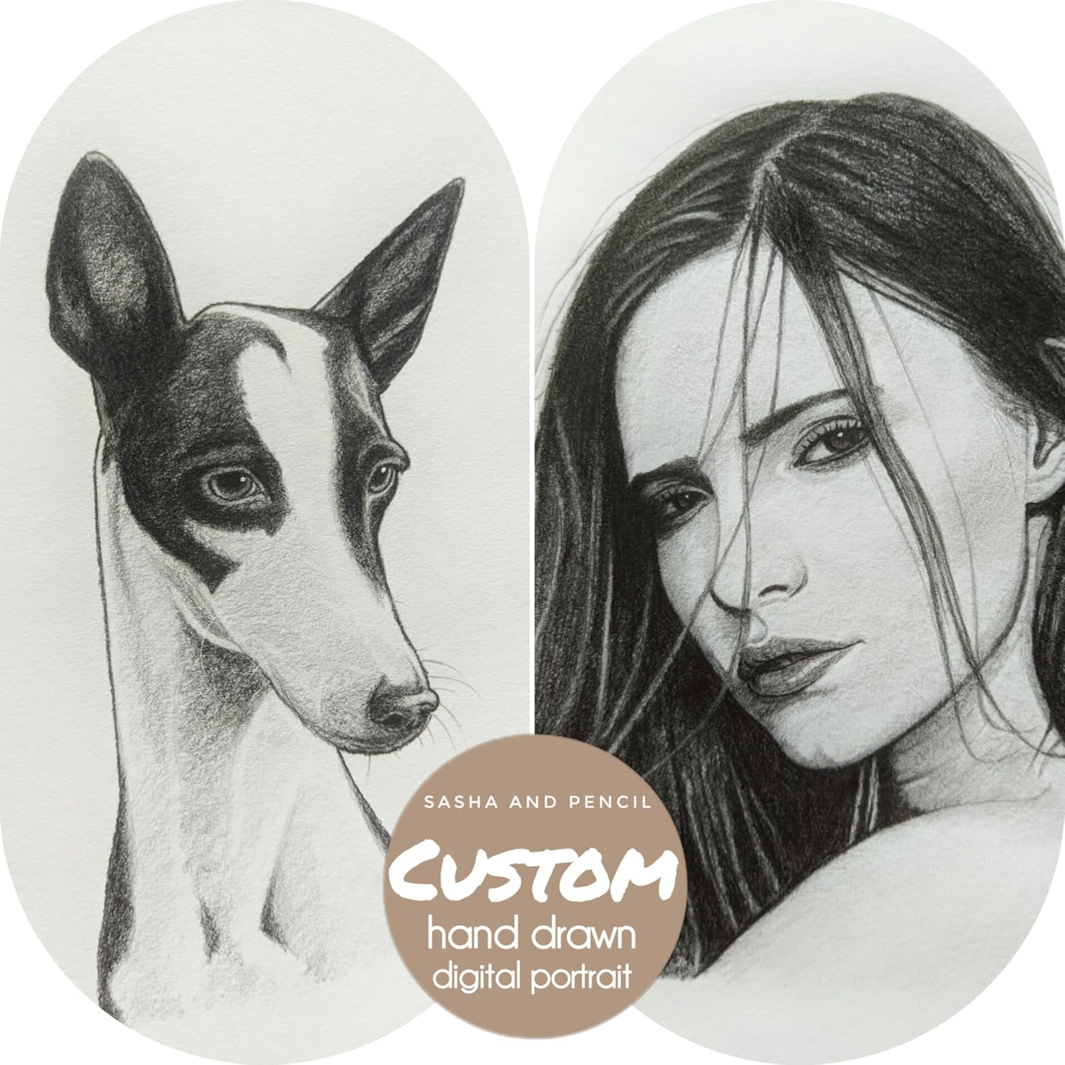 Individual family portrait drawing, custom handmade pencil art from photo, personalized gift for couple, baby, child, kid, birthday, mom, dad, grandmother, wife, mother, pet, dog, cat (DIGITAL DOWNLOAD ONLY)