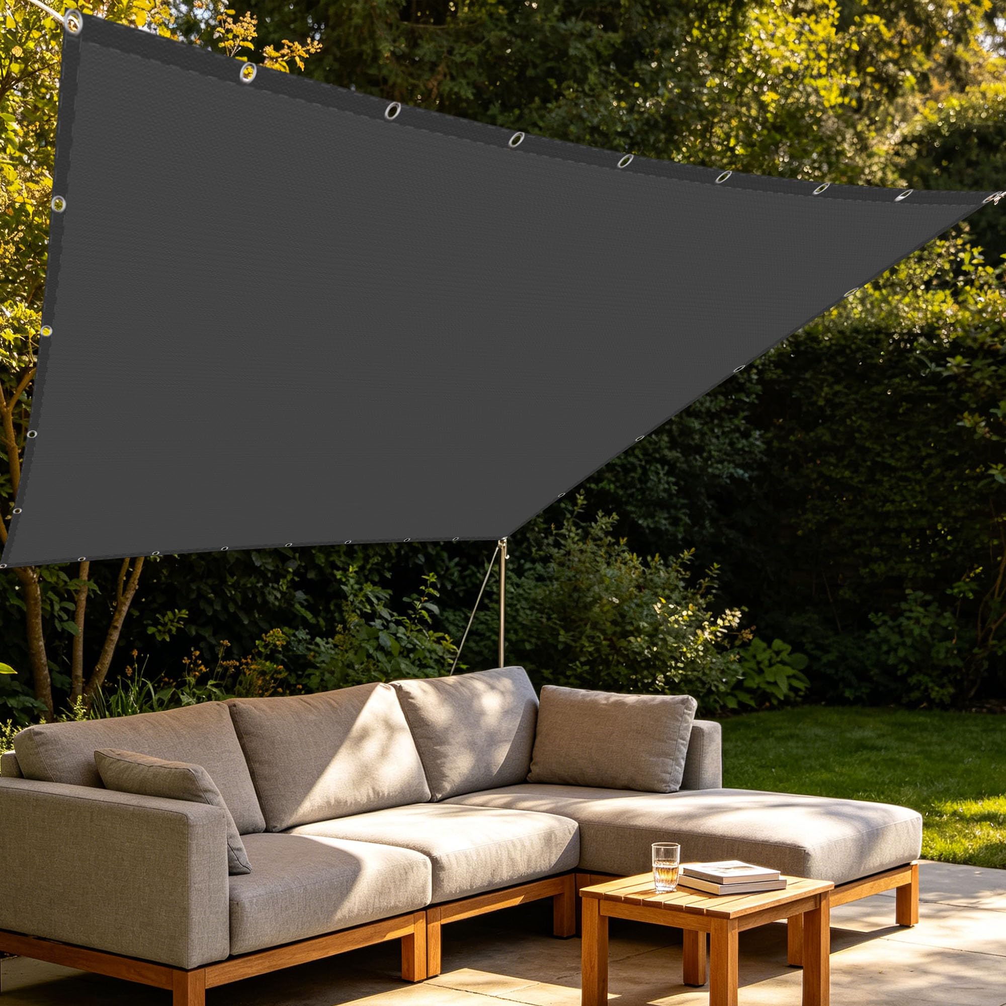 Voile d'ombrage étanche rectangle contre le vent extérieur